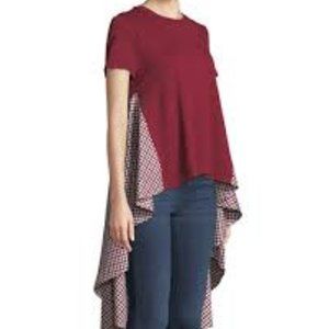 English Factory High-Low Flared Gingham Top